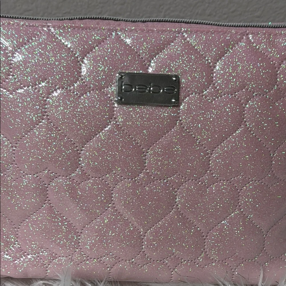 ✨ Bebe Glittery Pink Quilted Cosmetic Bag – Glam On the Go! ✨ - Picture 4 of 10